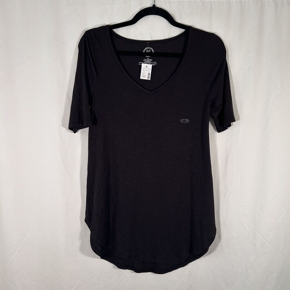 New Maurices Blouse Women's XS Black Short Sleeve Vneck Lightweight Top